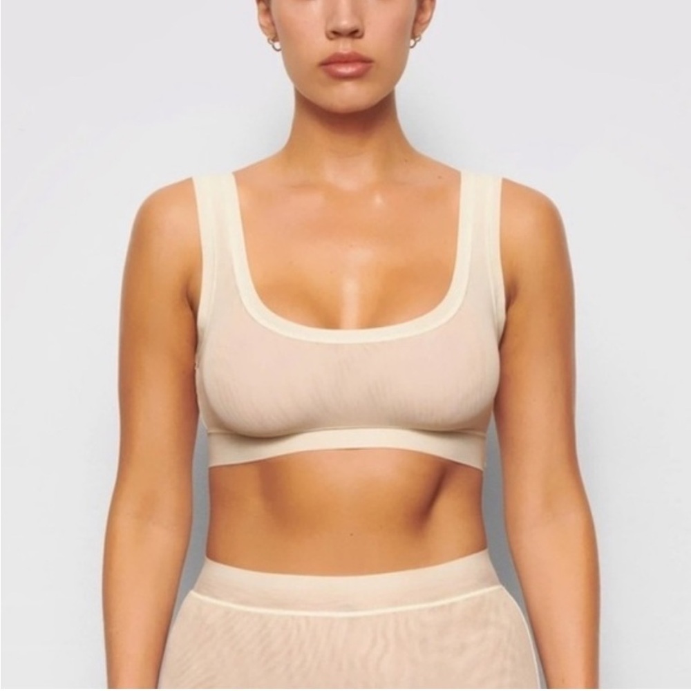 SKIMS Beige Mesh Bralette